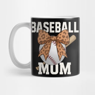 Baseball Mom Leopard Coquette Bow - Mother's Day Gift​ Mug